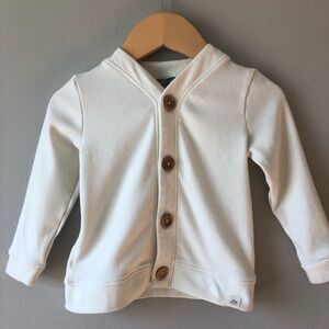 Little Road Co. White Button Up Cardigan Sweater, 12-18M, toddler